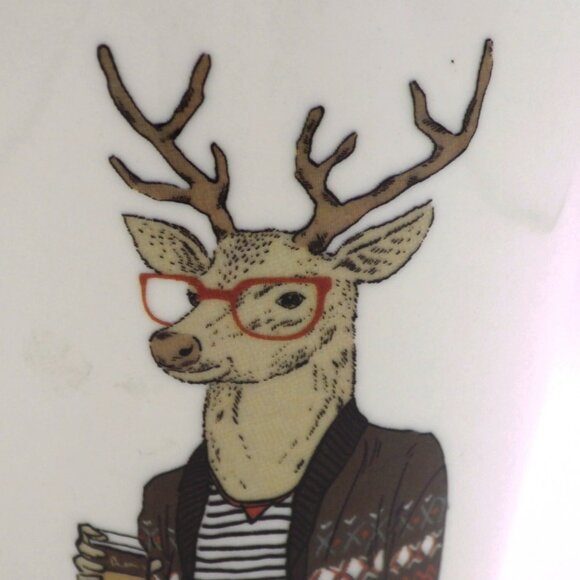Signature Coffee Mug/ Anthromorphic Reindeer in Sweater & Glasses/ - Picture 3 of 5